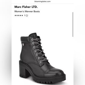 Marc Fisher Black Lace Up Boots with Chunky Heel